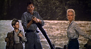 Tommy Rettig, Robert Mitchum et Marilyn Monroe dans Rivière Sans Retour d'Otto Preminger